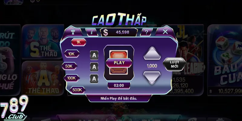Hé Lộ Mẹo Cao Thấp 789Club Giúp Bạn Cược Đâu Trúng Đó 2 Giao diện game mini Cao thấp 789Club