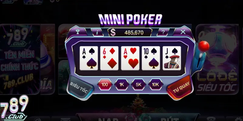 Mini Poker 789Club – Mẹo Cược An Toàn Bảo Vệ Lợi Nhuận 2 Giao diện game Mini Poker 789Club