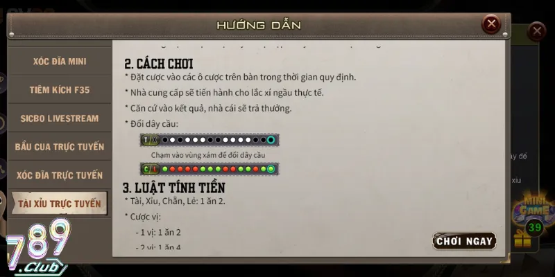 Tài Xỉu MD5 789Club - Cá Cược An Toàn Không Lo Gian Lận 3 Luật chơi bản MD5 tại 789Club tương tự truyền thống